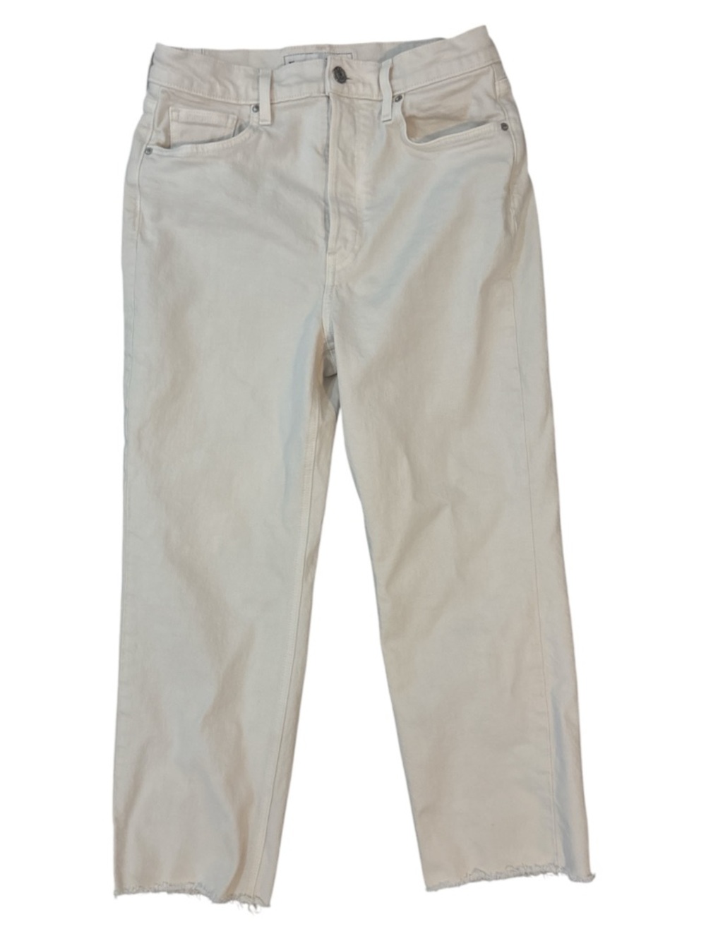 Frank & Eileen Monaghan Straight Leg Crop Raw Hem Jeans in Cream Size 30 - Picture 2 of 9